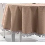 Beautex Tischdecke Weichschaum wetterfest für Garten Balkon Terrasse mit Fransen (1-tlg), Pflegeleicht, Strapazierfähig, Formstabil, Langlebig beige|braun Eckig | 130 cm x 160 cm