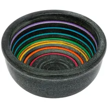 Nklaus Speckstein Räucherschale Chakraringe grau/Regenbogenfarben 11x5cm Weihrauchgefäß 15013