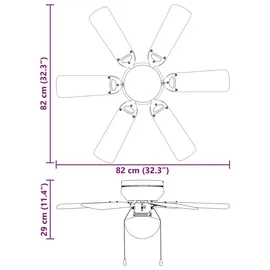 vidaXL Deckenventilator 82 cm Deckenventilator Schwarz