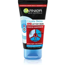 Garnier Pure Active schwarze Gesichtsmaske mit Aktivkohle 3 in 1 gegen Mitesser und Akne 150 ml