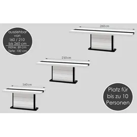 designimpex HE-555 160 x 75 x 89 cm schwarz/weiß hochglänzend