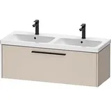 Duravit D-Code Doppel-Waschtischunterschrank DC46690BD910000 ,Griff Diamantschwarz, Taupe Matt, Wandhängend, Auszug 1, 1184x400x460 mm