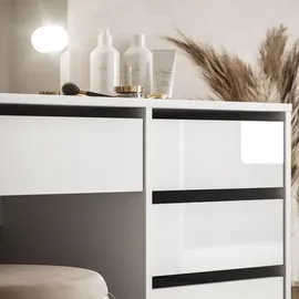 lookway Schminktisch MADA ELITE mit Spiegel und Beleuchtung, Weiß hochglanz