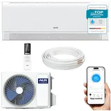 AUX Split-Klimagerät Set mit Außengerät und Innenwandgeräten – WLAN‐Steuerung per App, R32 Kühlung & Heizung für Wohnräume, Büro & Gewerbe weiß