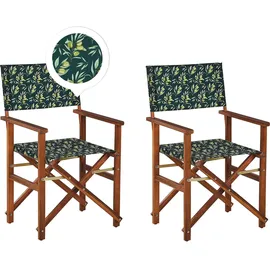Beliani Cine Gartenstuhl 50 x 91 x 50 cm dunkelbraun/grün 2 St.