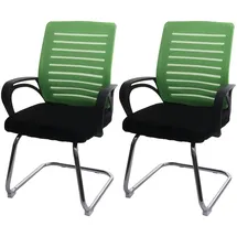 Mendler 2er-Set Konferenzstuhl HWC-K51, Besucherstuhl Freischwinger, 150kg belastbar Stoff/Textil ~ grün