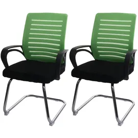 Mendler 2er-Set Konferenzstuhl HWC-K51, Besucherstuhl Freischwinger, 150kg belastbar Stoff/Textil ~ grün