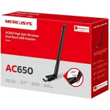 Mercusys MU6H AC650 WiFi-USB-Adapter mit hoher Verstärkung, WLAN-Stick, Dual-Band, 200 Mbps auf 2,4 GHz mit 256-QAM-Technologie, 433 Mbps auf 5 GHz, kompatibel mit Windows 11/10/8.1/8/7/XP