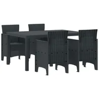 VidaXL 5-Teilige Garten Essgarnitur Anthrazit Poly Rattan 3378692