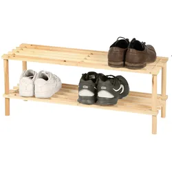 WDMT Schuhregal aus Bambus – 2 Ebenen – 73,5 x 26 x 30 cm – Kompakter Schuh-Organizer – Nachhaltiges und stilvolles Design – Braun