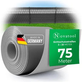 Novatool Sichtschutzstreifen 75 m grau PVC 3 St.