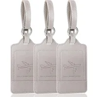 Luxuskollektion 3er-Pack Kofferanhänger PU Leder Adressschild Grau