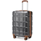 KONO Handgepäck Koffer Trolley Handgepäck 54cm Zwillingsrollen ABS Hartschalenkoffer Reisekoffer mit TSA Schloss 4 Rollen, 54x34x22cm (Koffer Handgepäck, Grau)