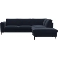 FLEXLUX Ecksofa »Fiore, L-Form«, breite Armlehnen, Füße Alu/schwarz, B/T 241/225 cm, Kaltschaum im Sitz blau