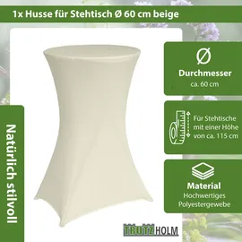 Baumarktplus Stehtischhusse Tischdecke Husse Bistrotisch Partytisch Stretch 60 cm Beige