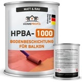 Home Profis® matter Balkonboden rutschfest (5m2) | 30 Farben | Beton, Estrich & Fliesen | Flüssigkunststoff Bodenfarbe Außen | 2K Epoxidharz Bodenbeschichtung | RAL 3020 Verkehrsrot | HPBA-1000