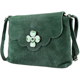Allgäu Rebell Blümchen Umhängetasche Leder Green
