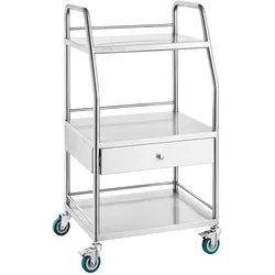 VEVOR Labor Rollwagen Dentallabor Servierwagen 3 Ebenen 1 Schublade Edelstahl