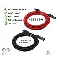 Corab S.A. Kabel 4mm/6mm H1Z2Z2-K Solarkabel, MC4 (200 cm), Rot/Schwarz Ø 0.6 mm