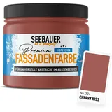 SEEBAUER diy Universal-Fassadenfarbe Rot 300ML für Außen (No. 324 Cherry Kiss) Hoch deckende Fassadenfarbe mit Wetterschutz - Geeignet für Putz, Mauerwerk und Beton