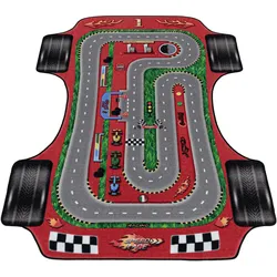 Kinderteppich AYYILDIZ TEPPICHE "PLAY 2907", rot, B:160cm H:6mm L:230cm, Polyamid, Teppiche, robuster Kurzflor, Rennstrecke, Autos,Kinderzimmer