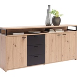 Xora Sideboard, Schwarz, Eichefarben - B/H/T ca. 177,40x87,80x38,00