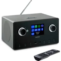 Medion P85444 2.1 Internetradio mit Subwoofer (DAB+, UKW Radio, Spotify Connect, WLAN, Bluetooth, Streaming, Equalizer, Farbdisplay, USB, AUX, Wecker, Schlummerfunktion, Sleep Timer) Titan