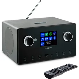 Medion P85444 2.1 Internetradio mit Subwoofer (DAB+, UKW Radio, Spotify Connect, WLAN, Bluetooth, Streaming, Equalizer, Farbdisplay, USB, AUX, Wecker, Schlummerfunktion, Sleep Timer) Titan
