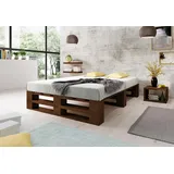 Lermowood Palettenbett M2 aus Holz 140 x 200 cm Palisander mit Lattenrost Holzbett 30cm Stabiles Seniorenbett Kinderbett Jugendbett Gästebett erhöhtes Einzelbett Bettgestell Futonbett Komforthöhe