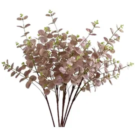 layba Künstlicher Eukalyptus 3er Set 85cm Realistische Kunstpflanze mit Mehreren Zweigen, Einfach Kürzbar für Mehr Volumen, Ideal als Dekozweige für Hochzeit, Wohnzimmer, Büro. Pflegeleicht (Altrosa)