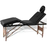 vidaXL Massageliege Klappbar 4-Zonen mit Holzgestell Schwarz