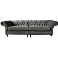 JVmoebel Chesterfield-Sofa, Sofa Chesterfield Klassisch Design Wohnzimmer Sofas Couch Textil grau