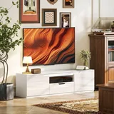 Homcom Hochglanz TV-Lowboard 38x43x160 cm Weiß Kunststoff/Metall/MDF/Spanplatte/Holzwerkstoff