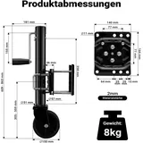 Wiltec Doppelstützrad bis 680 kg mit Schwenkarm