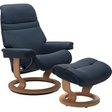 Stressless Relaxsessel "Sunrise" Sessel Gr. Leder PALOMA, Rela x funktion-Drehfunktion-PlusTMSystem-Gleitsystem, B/H/T: 75 cm x 100 cm x 73 cm, blau (o x ford blue paloma) Lesesessel und Relaxsessel mit Classic Base, Größe S, Gestell Eiche