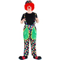 dressforfun Herrenkostüm Clown | Kostüm + Clown-Nase & Schild-Kappe | Harlekin Clown-Kostüm Fasching (M | Nr. 300829)