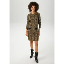 Aniston CASUAL Jerseykleid Schlangen-Muster Schwarz/Beige 46