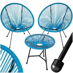 tectake® 2 Gartenstühle Santana mit Tisch, Retro-Design im Acapulco-Stil, UV-beständig, Belastbarkeit Stuhl 120 kg