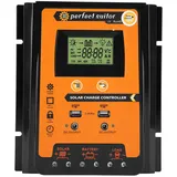 Solarladeregler, 12 V/24 V PWM&MPPT Solarpanel Batterieregler, Dual USB LCD Display mit Kurzversion Solarladeregler(70A)