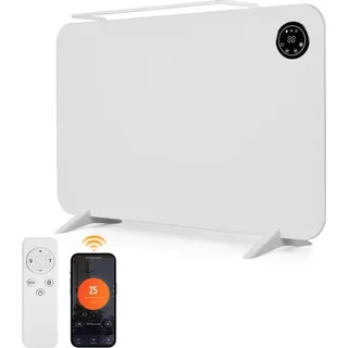 Bettizia Infrarotheizung 450W - Stand/Wandmontage + Fernbedienung WiFi Smart App fähig, inkl. Fernbedienung und Steuerung auf der Rückseite Weiß - Weiß