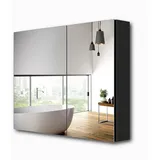 EMKE Spiegelschrank 75×65 /85×65cm 2-türig Badspiegelschrank Verstellbare Glasregale schwarz 85 cm x 65 cm