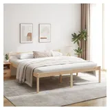 furnicato Bett Seniorenbett Massivholz 205,5x205,5x70,5 cm mit Stauraum, naturfarben (1-tlg), Pflegeleichte Schlafstätte mit hoher Sitzhöhe und viel Stauraum braun 205.5 cm x 205.5 cm x 70.5 cm
