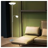 Deckenfluter mit Leselampe Stehlampe Wohnzimmer Modern Standleuchten & Deckenfluter, Glas weiß, Flexo Arm, 2x E27 1x E14, DxH 34x180 cm