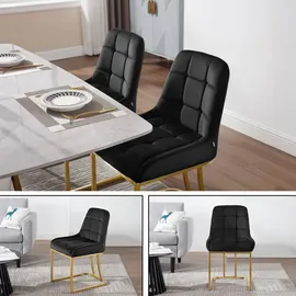 Woltu 2 x Esszimmerstühle, Polsterstuhl, mit Metallgestell Samt Schwarz - Schwarz