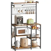 VASAGLE Haken Holzwerkstoff 90x167x42 cm Braun/Schwarz