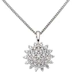Ketten-Anhänger FIRETTI "Schmuck Geschenk Gold 585 Halsschmuck Anhänger für Halskette Blume", weiß (weißgoldfarben, weiß, w=weiß), Schmuckanhänger, Damen, 0,28 ct P2 = erkennbare Einschlüsse, Weißgold 585-Diamanten, 1,25 g, Weißgold 585, Diamanten, mit Brillanten