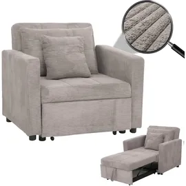 MCW Schlafsessel MCW-L90 Cord 200 x 100 x 70 cm Grau mit Schlaffunktion