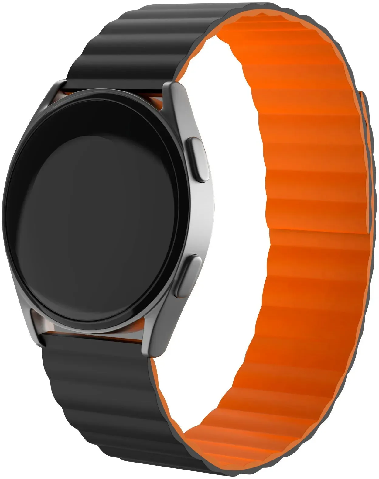 Strap-it Coros Pace 3 Armband Silikon für Coros Pace 3 - Schwarz/Orange - Magnetischer Verschluss