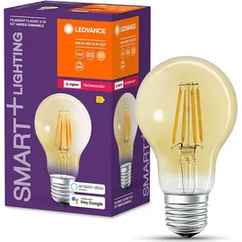 LEDVANCE LED-Lampe, Sockel: E27, Warm Comfort Light, 2400 K, 6 W, SMART+ Filament Classic Dimmable, 4er-Pack