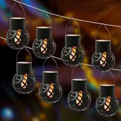 LED Solar Hängeleuchte Feuerball Kugelleuchte mit Flammeneffekt 8St.